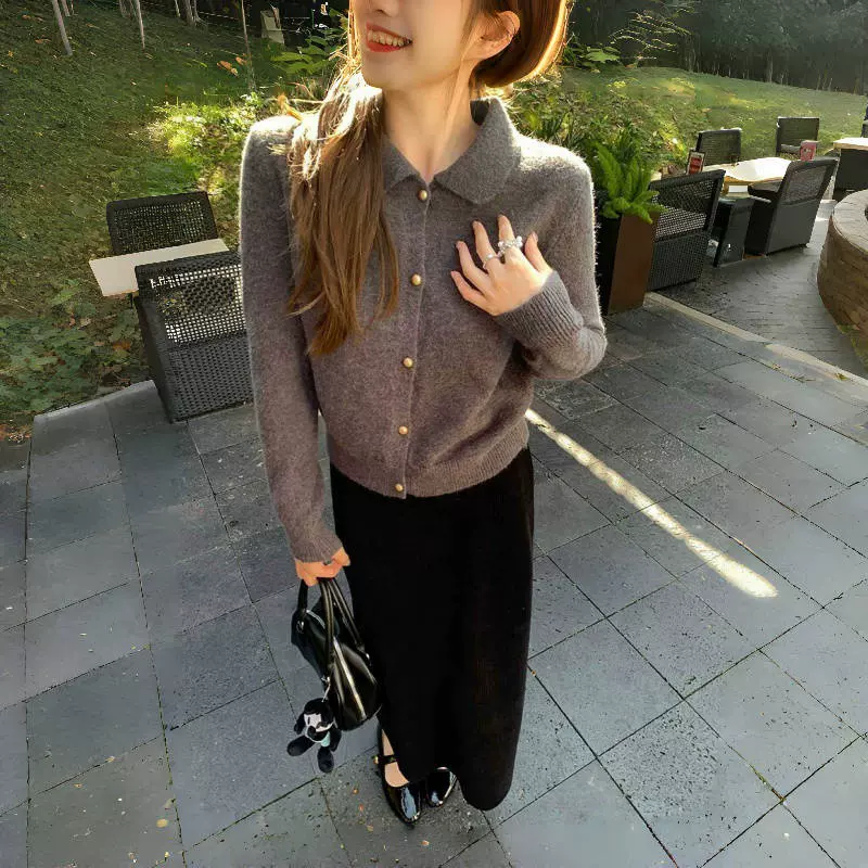 13行新款套头简约显瘦温柔上衣潮纯色针织衫女针织