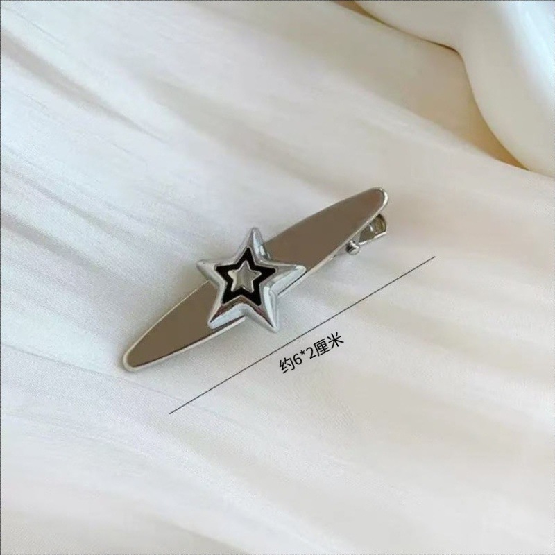 Fermaglio a coccodrillo laterale in metallo a forma di stella a cinque punte, accessorio per capelli da donna, a forma di stella, per capelli ribelli, frangia e styling delle radici._voghion.com