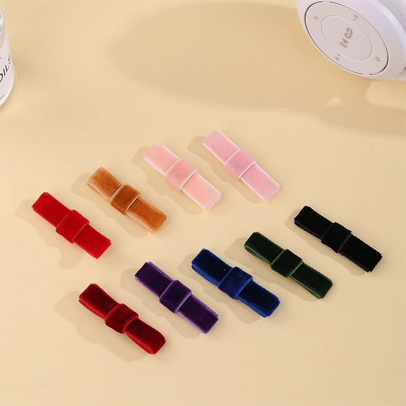 В наличии полиэстер Флокирование ручной работы Маленький бант DIY Детская шпилька аксессуары для волос аксессуары для одежды оптовая продажа с фабрики