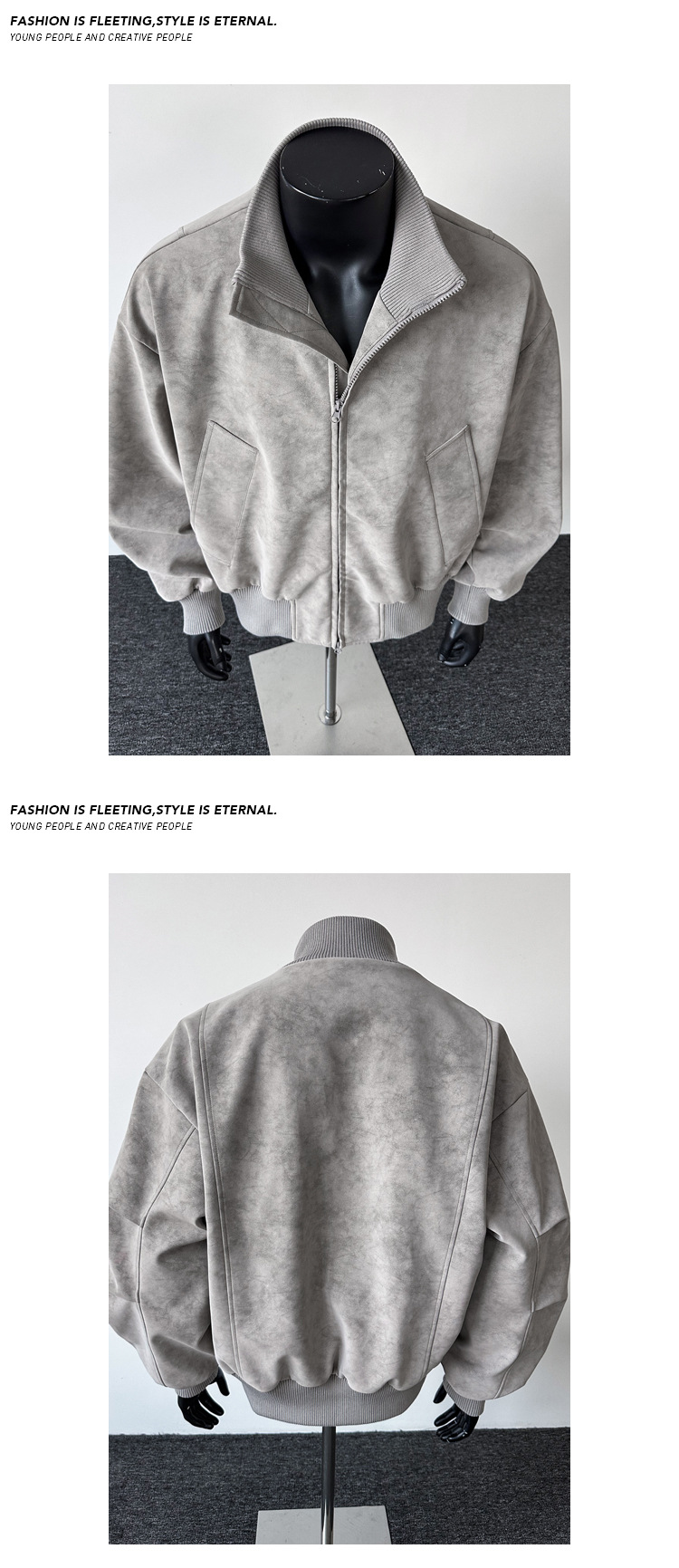 Denim Jacket Men Tie Dye Leather Effect American Retro Loose Fit_voghion.com