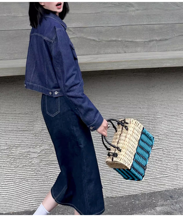 Women's Medium Straw Color Block Vacation Weave Flip Cover Handbag display picture 5