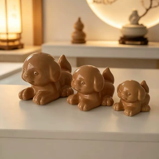 土黄色小狗风水摆件十二生肖旺财狗雕塑小动物招财属相工艺品摆设
