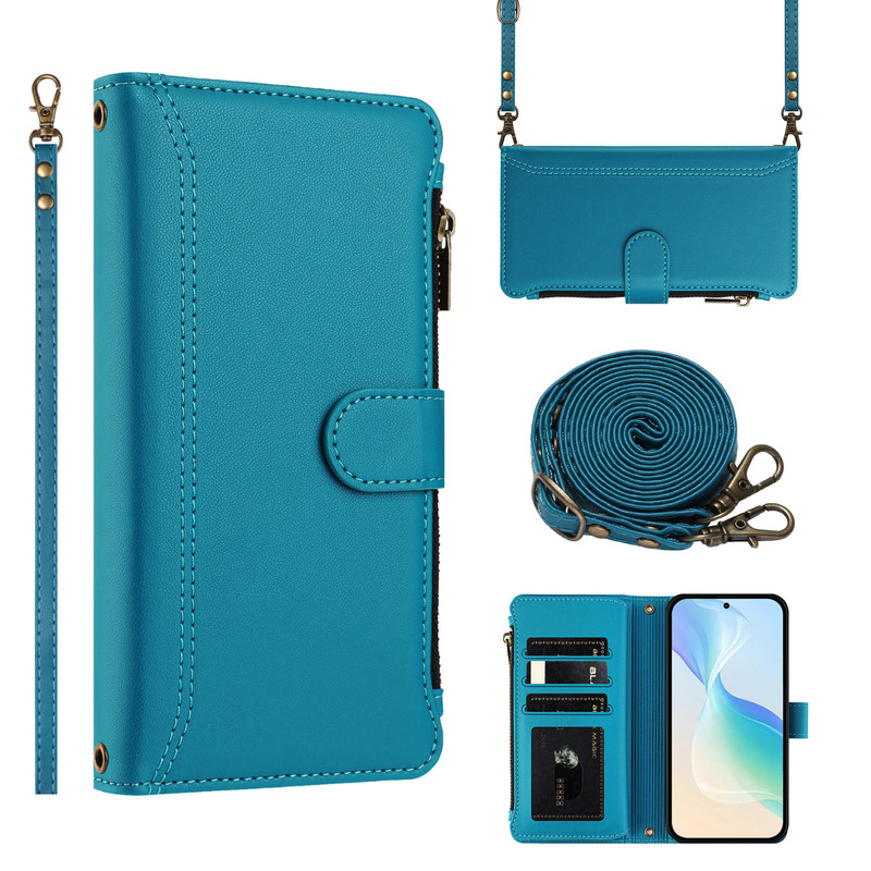 Suitable for Iphone16E Mobile Phone Leather Case, Samsung S26 Pure Color Leather Texture Zipper Wallet Nine-Card Cross-Body Leather Case M15 Suitable for Iphone16E Mobile Phone Leather Case, Samsung S26 Pure Color Leather Texture Zipper Wallet Nine-Card Cross-Body Leather Case M15