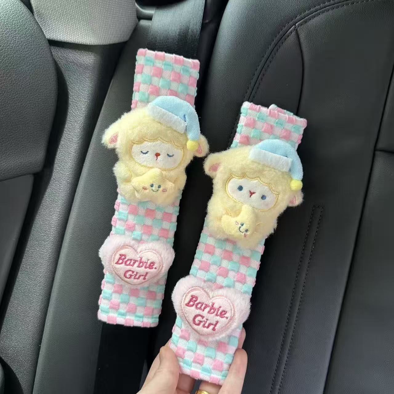 Original Cartoon Cute Little Sheep Safety Belt Anti-Neck Chafing Four-Season Universal Safety Belt Shoulder Pad Set Decoration