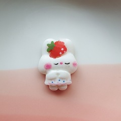 2022 Spring New Strawberry Rabbit Heart Rabbit Plush Rabbit Resin Accessory Handmade Material Decor Hair Clip Hair Accessory