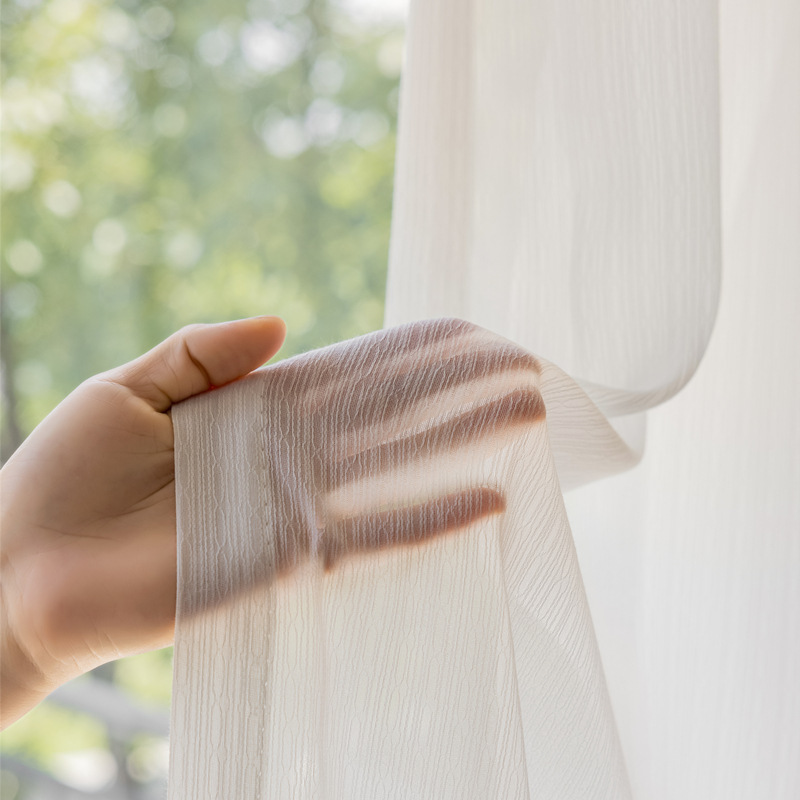 Linen and Cotton Sheer Curtains for Balcony and Bedroom, Japanese Nordic Style, Factory Wholesale, Light-Filtering and Opaque