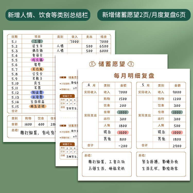 Accounting Book Family Financial Management Terminal Accounts Cash Revenue Cash Cash Diary Life Daily Life Notebook 2