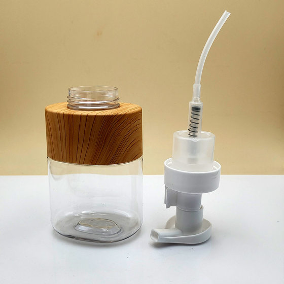 PET300ml transparent wood grain foam mousse bottle 500ml shampoo bottle hotel cross-border small single printing