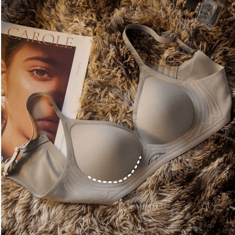Seamless Jelly Gel Hollow Design Sense Letter Underwear Large Chest Small Gathering Anti-sagging Collapsed Comfortable Bra
