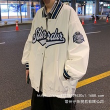 休闲运动外套冲锋衣美式复古潮流女ins宽松春秋棒球服夹克外批发