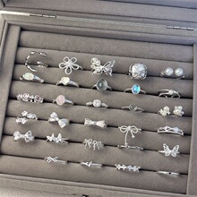 小红书新品素圈珍珠蝴蝶戒指925纯银不掉色女小众轻奢高级感指环