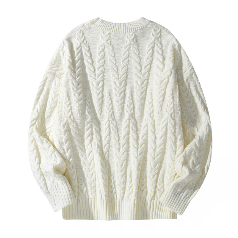 Men's Solid Color Jacquard Knit Sweater – Minimalist Pullover For Autumn & Winter_viptrois.com