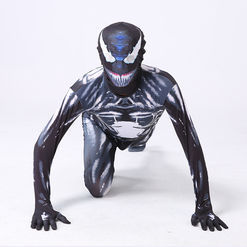 ハロウィンコス衣装黒子ヒョウジャンプスーツヘッドギアヴェノムスパイダーフルヒーローボディスーツグウェン|undefined