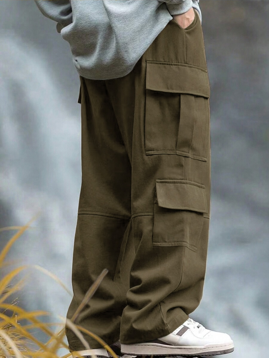 Comercio exterior transfronterizo de Europa y Estados Unidos Amazon pantalones de trabajo recto para hombres al aire libre diseño suelto multi-bolsas pantalones de trabajo para hombres