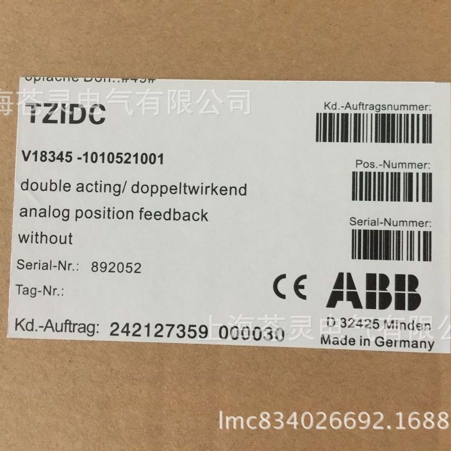 ABB原装阀门定位器TZIDC订货号V18345-1010521001原装正品