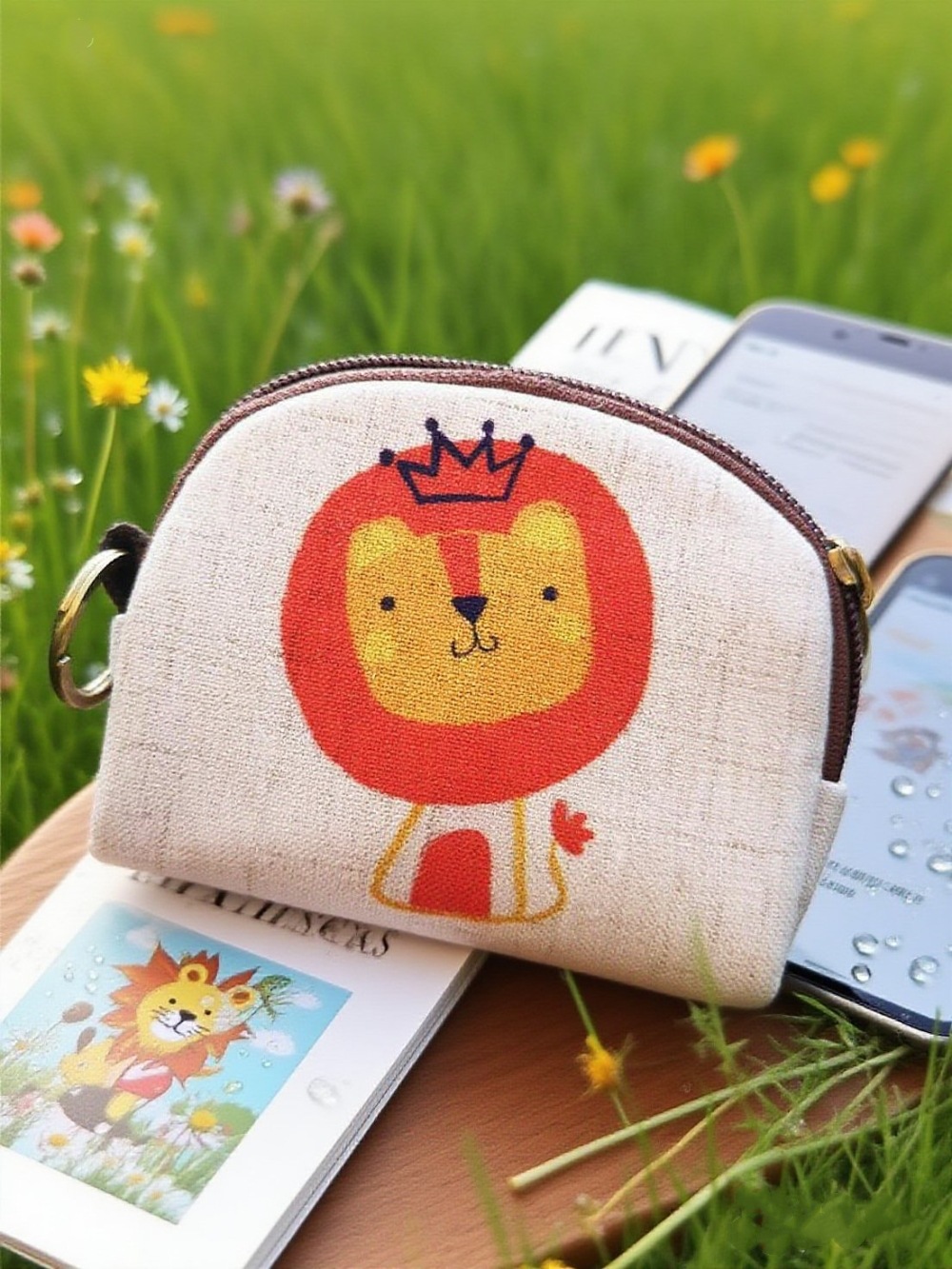 Nuevo algodón y lino impreso dibujos animados cambio clave caso moneda bolsa pequeña cartera clave bolsa de almacenamiento