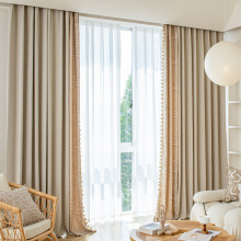 新款雪尼尔绉布窗帘客厅卧室阳台现代简约加厚遮光提花窗帘竖条