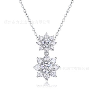 Luster Moissanite Silver Jewelry S925 Silver Plated 18K Round Moissanite Light Luxury Flower Necklace