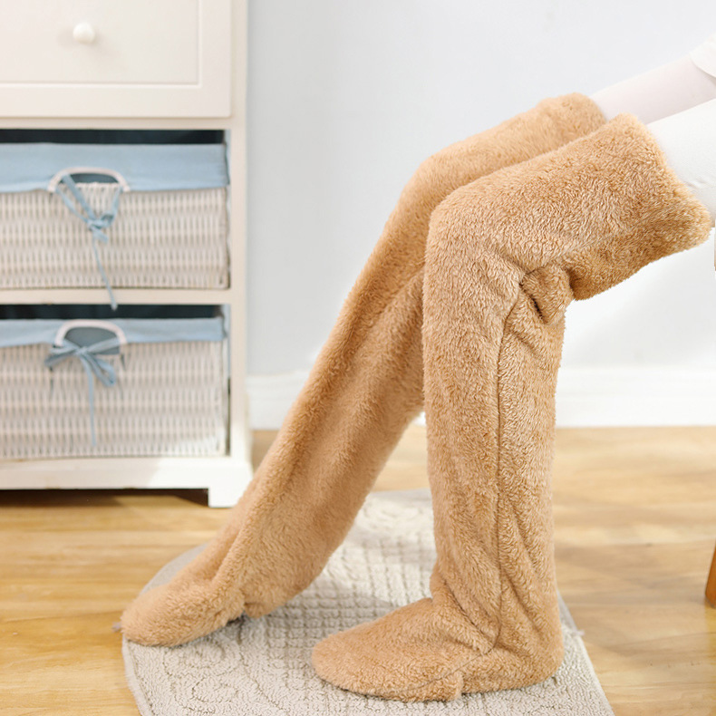 Ancianos rodillera caliente vieja pierna fría articulación de la rodilla a prueba de frío rodillera larga calcetines cubierta de la pierna dormir pie almohadilla de la pierna engrosada