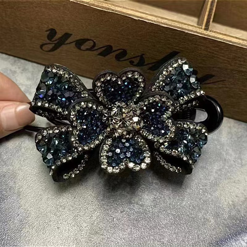 Elegante haarclip met strass bloem voor dames minimalistisch_voghion.com