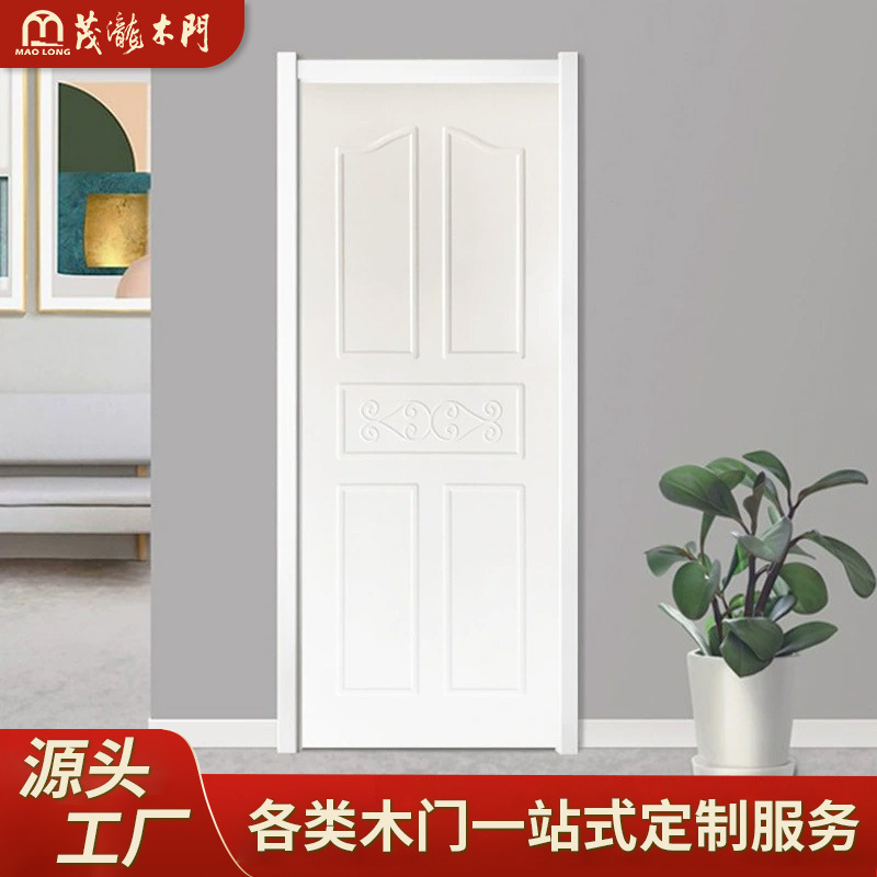 白色简约卧室隔音门美式橡木卧室办公室整套实木门防虫防蛀入户门