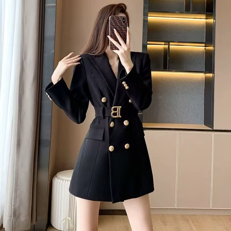 Демисезонное весеннее trench coat, длинная осенняя куртка, облегающая, до середины икры