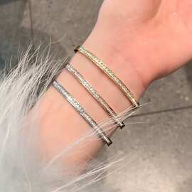 轻奢高级感钛钢满天星半圈钻卡扣手镯手饰品银镯子手链手串手环