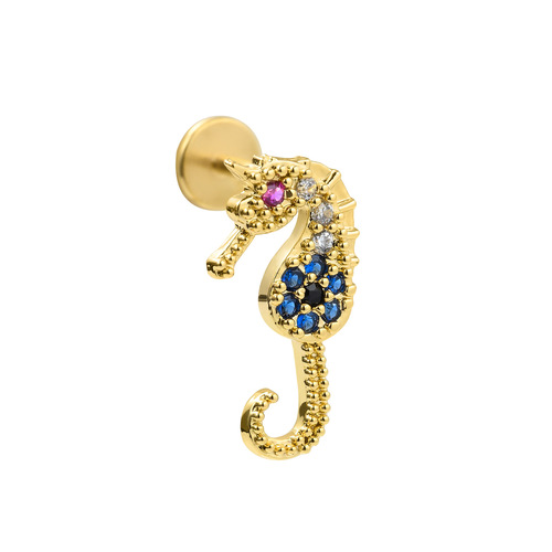 Amazon's cross-border best-selling temperament micro-encrusted zircon piercing jewelry women's flat-bottomed ear bone studs ear studs and lip studs wholesale