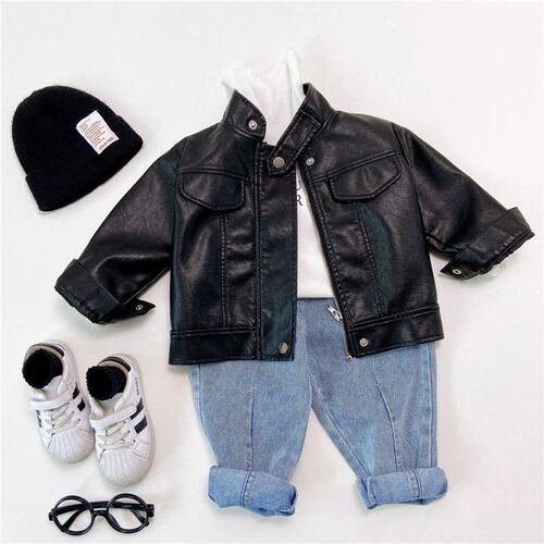 Children's motorcycle leather jacket  new spring, autumn and winter girls' jackets boys' style jackets 6356