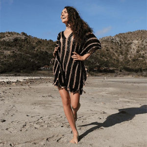 product - wholesale Crochet Knitted Hand Crocheting Beach Cover-up Sexy Hollow Out Cutout Deep V Plunge Plunge Vacation Sun Protection Shirt Beach Cover Up - 11