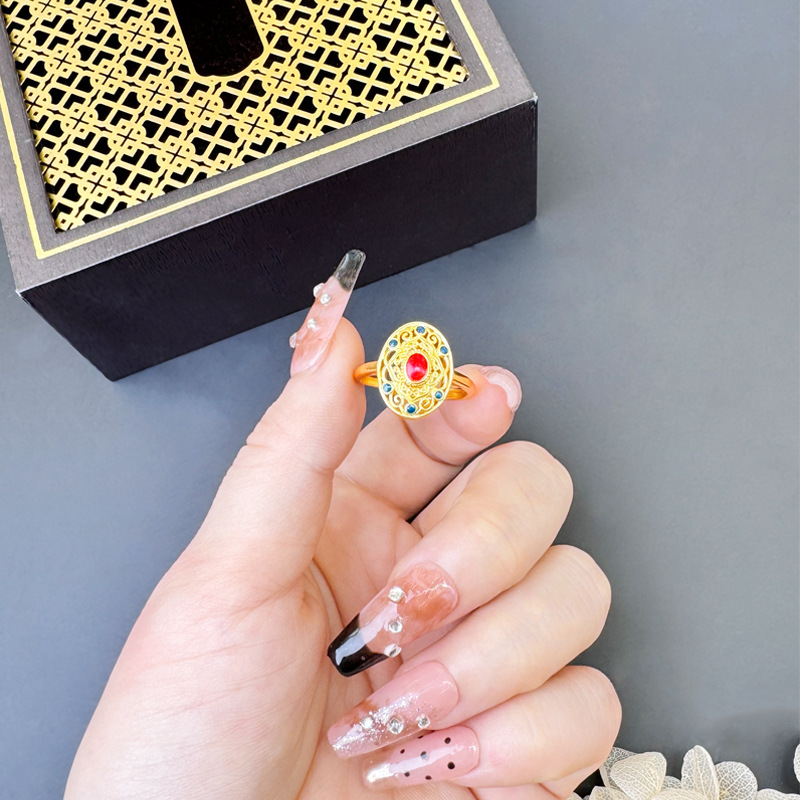 Anillo de goteo de aceite de corte de Vietnam Sha Jin no se desvanece, nuevo fabricante de joyería de boda china suministro directo