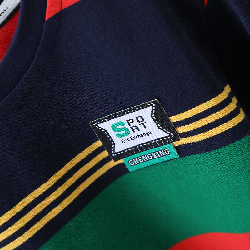 7888 Traje de verano para niños Camiseta de manga corta a rayas para niños guapos 2025 Nuevo estilo de verano para niños Verano de dos piezas