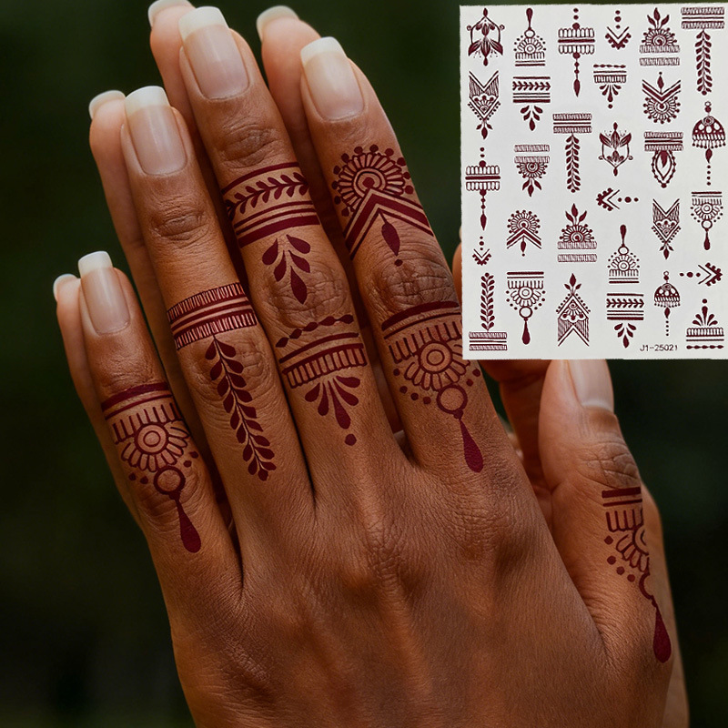 Cross-Border New Product White and Brown Dual-Color Painted Henna Tattoo Stickers Mini Pattern Temporary Body Decoration Stickers for Hands and Feet Cross-Border New Product White and Brown Dual-Color Painted Henna Tattoo Stickers Mini Pattern Temporary Body Decoration Stickers for Hands and Feet