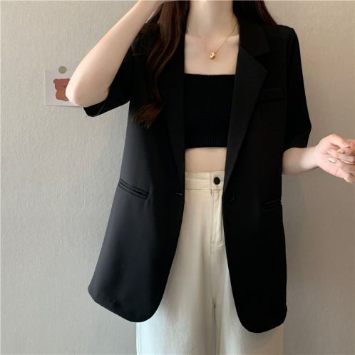 Lightweight Women's Summer Blazer Korean Style Casual Suit Jacket_voghion.com