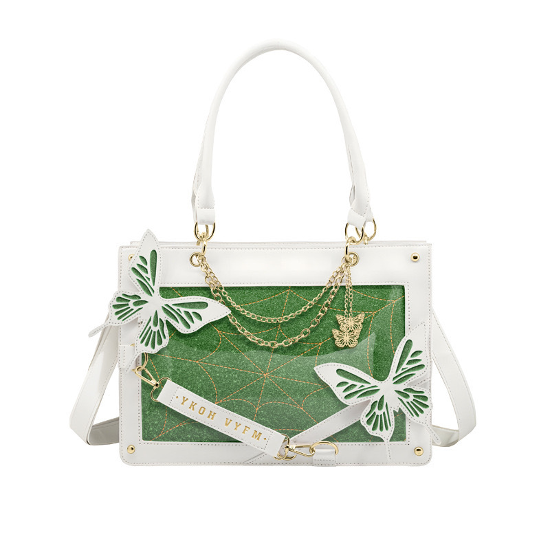 흰색과 녹색 나비(진주빛 미세 글리터)