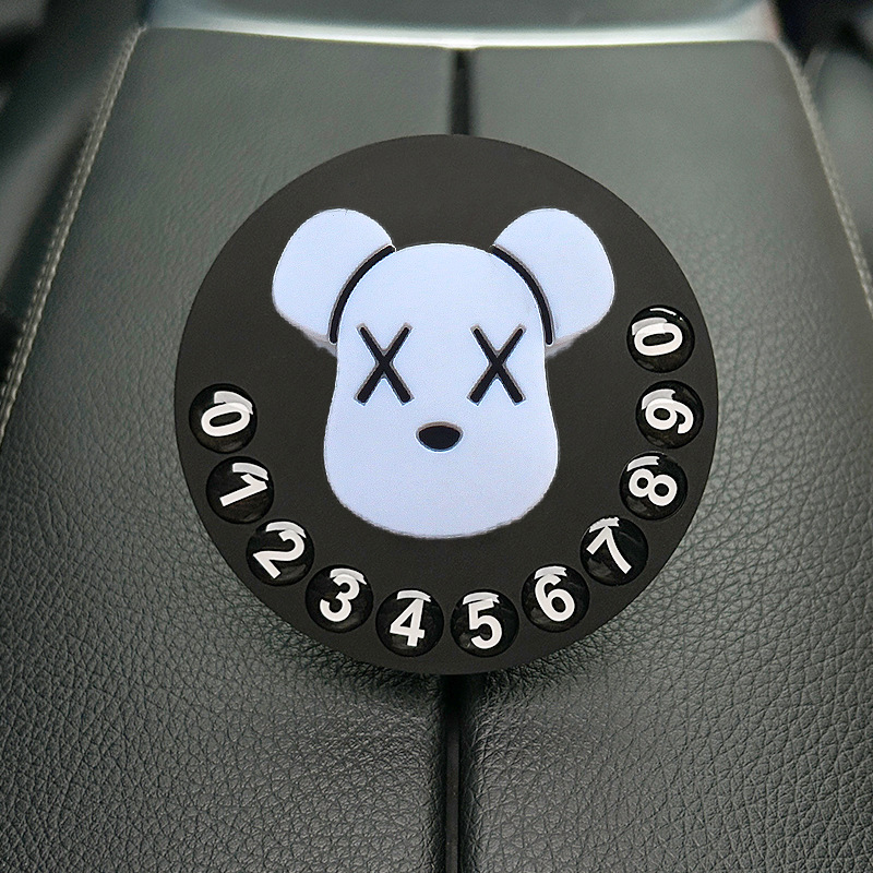 Tarjeta de estacionamiento temporal de dibujos animados de automóvil, matrícula de desplazamiento de automóvil privado de alta calidad creativa y linda, número de teléfono de automóvil móvil