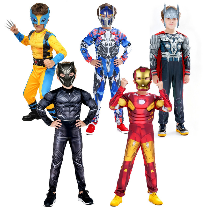 Hulk Captain America Red Iron Man Spider-Man Muscle Suit Cosplay Costume Optimus Prime Deadpool Dance Party