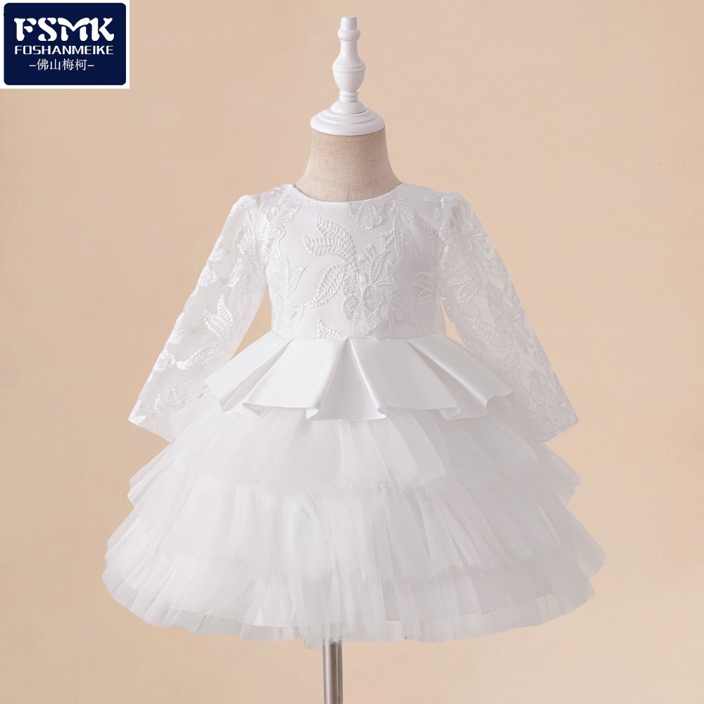 Europa y los Estados Unidos nuevos vestidos de niños vestidos de princesa de encaje de mangas largas vestidos de piano vestidos de aniversario de bebés vestidos de hija