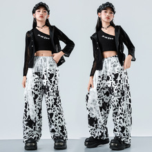 少儿爵士舞服装女童表演出服jazz儿童街舞走秀bboy拉丁印字练功服
