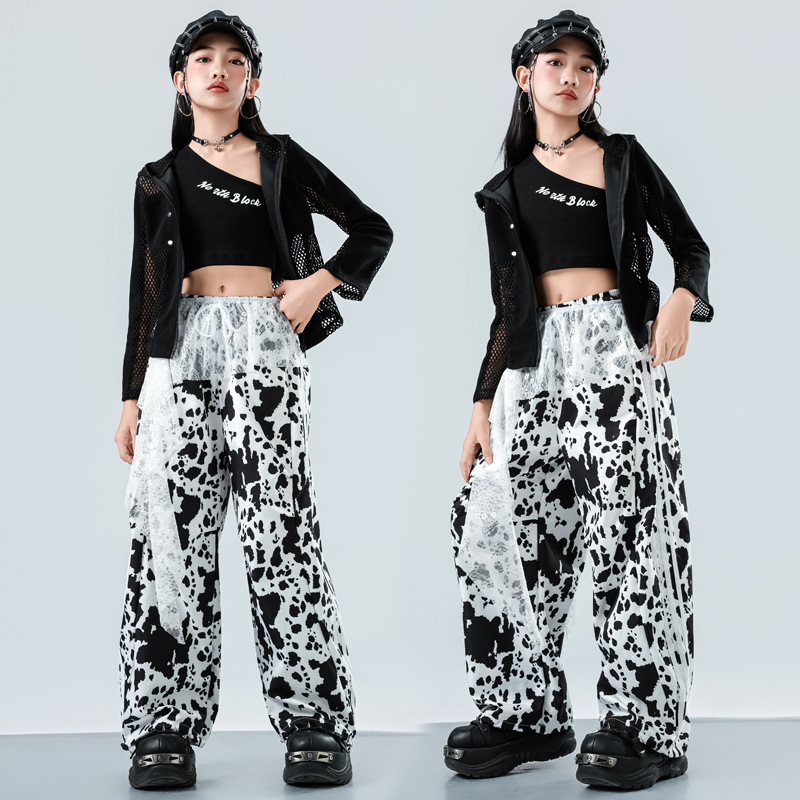 少儿爵士舞服装女童表演出服jazz儿童街舞走秀bboy拉丁印字练功服