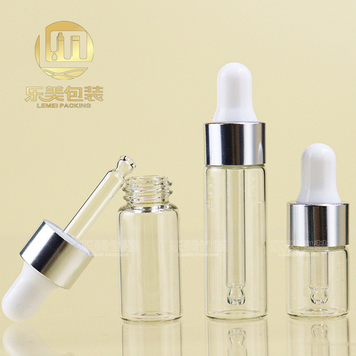 Original solution bottle 2ml 3ml 5ml brown essential oil bottle electrochemical aluminum ring nipple bottle transparent dispensing dropper bottle