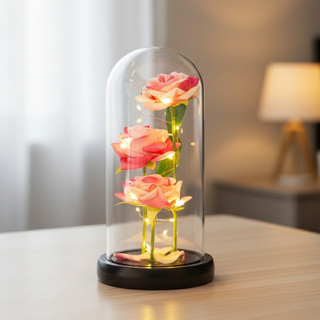 3 rosas rosadas + pétalos + fondo negro