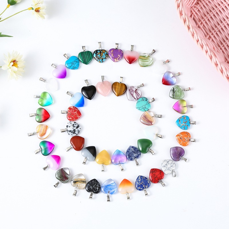 5g Weight 1 Piece 20mm Natural Stone Crystal Heart Shape Pendant