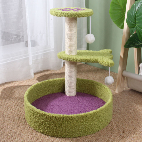 Manufacturer wholesale new three-layer petal jumping platform cat climbing frame cartoon cat column sisal drop ball cat toy cat scratching post