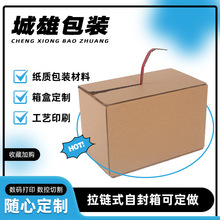 拉链纸箱定制快递打包纸箱拉链箱自粘加厚特硬撕拉化妆品大纸盒