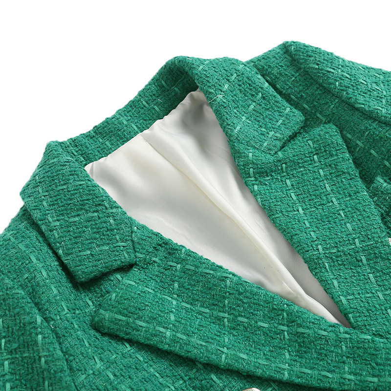 2024 Nuovo stile americano abbigliamento femminile 4 colori strutturato doppiopetto giacca da abito di media lunghezza per le donne K2_voghion.com