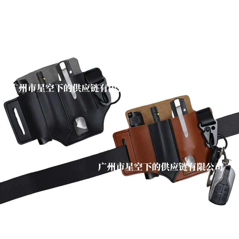 Готовый трансграничный набор инструментов EDC, тактическая кобура для фонарика, поясная сумка, готовая поясная кобура для ножа для выживания на открытом воздухе из искусственной кожи.