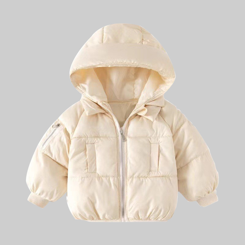 Ropa de algodón para niños, chaqueta de moda para niños, chaqueta de algodón caliente para niños con sombrero de otoño y invierno