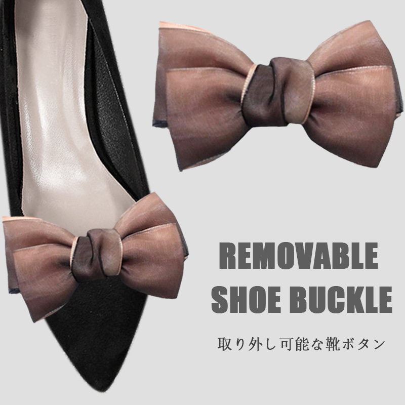 Extraíble zapato hebilla hecha a mano brillante hilo de seda con franela arco zapatos flor tacones altos zapatos accesorios zapatos Decoración