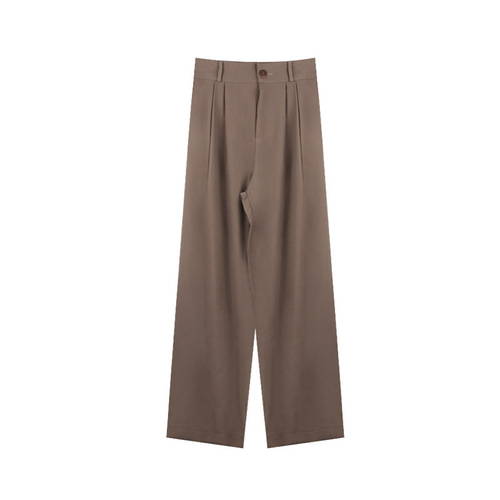 Women's Autumn Trousers with Drape High-Waist Slimming Casual Loose Wide Leg Straight Trousers Versatile Floor-Length Pants